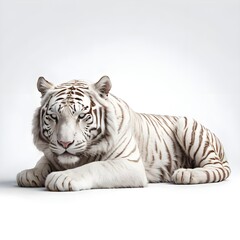 Naklejka premium Majestic White Tiger Lying Down