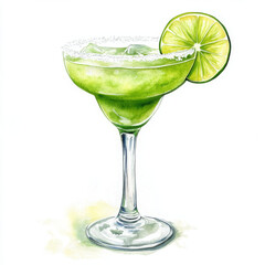Fototapeta premium Refreshing drink with lime slice looks delectable and cool