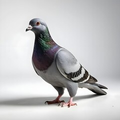 Fototapeta premium Elegant Racing Pigeon on White Background