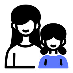 This Mother with daughter icon is suitable for Family, Fathers Day, Family Day, etc