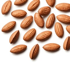 Obraz premium Scattered Almonds on White Background