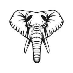 Elephant head silhouette, isolated vector illustration, wild animal graphic design
