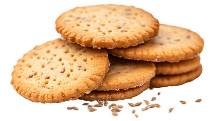 Delicious Cumin Cookies Isolated on White Background for Culinary Concepts