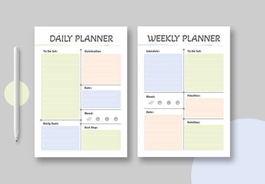 Daily And Weekly Planner Layout Template