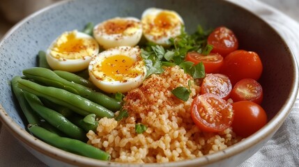 Bulgur bowl: keto-friendly fitness lunch.