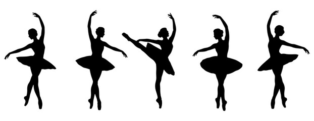 Ballerina silhouette collection. Ballerina silhouette on a white background.