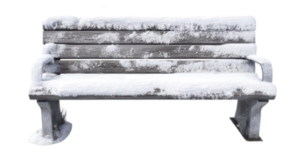 Realistic Winter Park Bench Covered in Snow Transparent Background