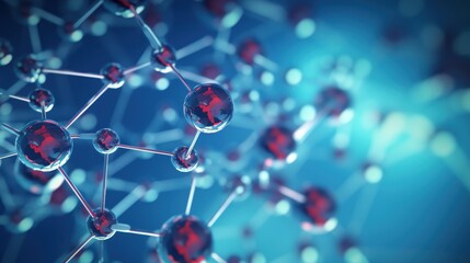 molecule or atom, Abstract structure for Science or medical background, 3d illustration, science, atom, abstract, chemistry, structure, blue, chemical, background
