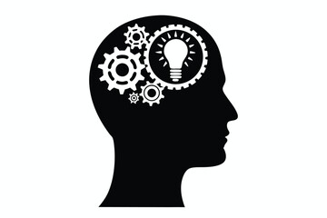 human head silhouette with gears
