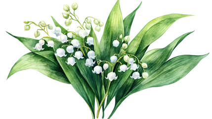 Exquisite Watercolor Illustration of Lilies of the Valley Bouquet