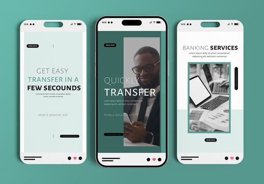 Banking Service Social Media Story Post Design Modern Mobile Banking App Layout