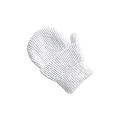 Single White Knit Baby Mitten on Black Background