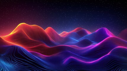 Abstract neon mountain landscape