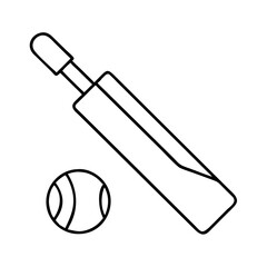 cricket bat and ball icon, cricket bat and ball line art - simple line art of cricket bat and ball, perfect for cricket bat and ball logos and icons
