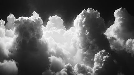 Dramatic black and white cloud formations in a stormy sky