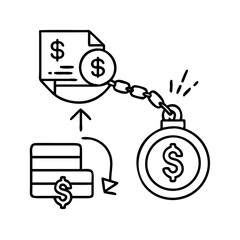 debt consolidation icon, debt consolidation line art - simple line art of debt consolidation, perfect for debt consolidation logos and icons