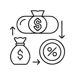 debt to income ratio icon, debt to income ratio line art - simple line art of debt to income ratio, perfect for debt to income ratio logos and icons