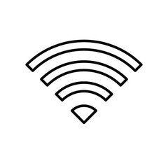 Wi-Fi signal line icon. A Wi-Fi symbol representing wireless internet connectivity, signal strength, and network access. Vector illustration.