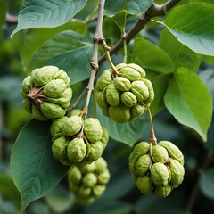 Obraz premium Green Seed Pods on a Branch