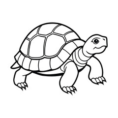 Simple Line Drawing of a Smiling Turtle for Coloring