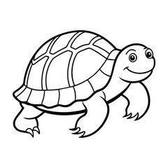 Simple Line Drawing of a Smiling Turtle for Coloring