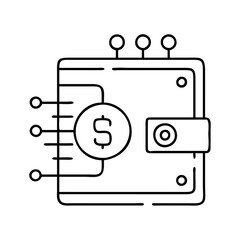 digital wallet icon, digital wallet line art - simple line art of digital wallet, perfect for digital wallet logos and icons