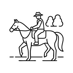 horse riding icon, horse riding line art - simple line art of horse riding, perfect for horse riding logos and icons