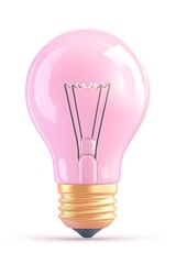 Fototapeta premium A pink light bulb with a gold base, isolated on white