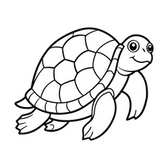 Simple Line Drawing of a Smiling Turtle for Coloring