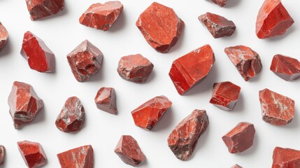Natural red stones on white.