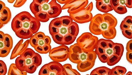 Fototapeta premium Slices of Red and Orange Bell Peppers