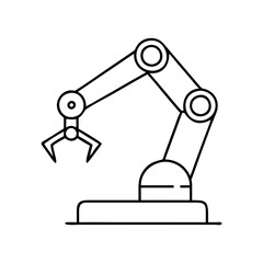 industrial robot arm icon, industrial robot arm line art - simple line art of industrial robot arm, perfect for industrial robot arm logos and icons