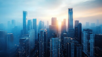 A modern city skyline with luxury high-rise buildings, symbolizing the rapid increase in property rates