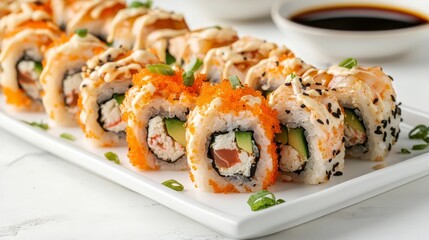 Sushi rolls set with copy space.