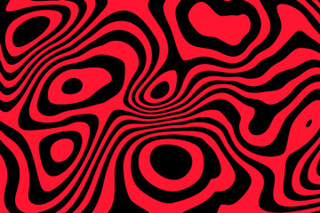 Abstract pattern with red waves on black background. Vector illustration. Eps 10
