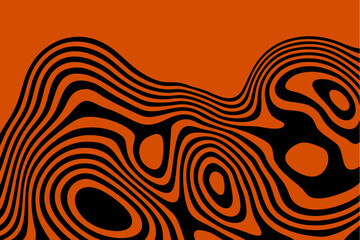Abstract wave background, black orange wavy stripes or lines design. Optical art. Eps 10