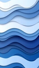 Fototapeta premium Abstract layered waves in shades of blue, creating a calming, flowing design