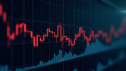 Traders Documenting Market Corrections: Capturing Falling Index Screenshots with Red Trend Lines & Volume Spikes for Internal Reports in Photo Stock Concept