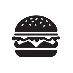 Burger Silhouette Icon Isolated on White Background
