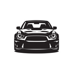 Car Front View Silhouette Icon Isolated on White Background