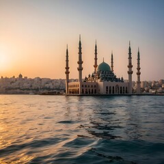 Naklejka premium Sunset over Floating Mosque