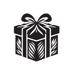 Gift Box Silhouette Icon Isolated on White Background