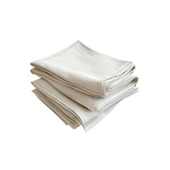 Stack of Clean, Folded White Linen Napkins or Towels