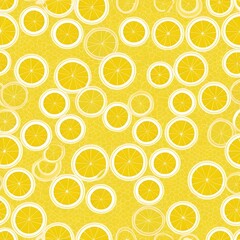 Seamless Pattern of Yellow Lemon Slices