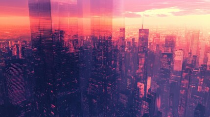 Fototapeta premium mesmerizing infinity mirror skyscraper reflecting the surrounding cityscape, blending into the skyline