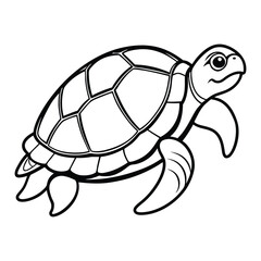 Simple Line Drawing of a Smiling Turtle for Coloring