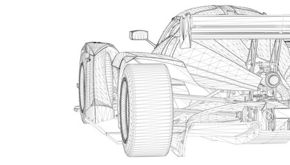 A cartoon drawing of a car with a tire that is almost completely black. The tire is surrounded by a blurry outline, giving the impression of a tire with a hole in it. The car is parked on a street