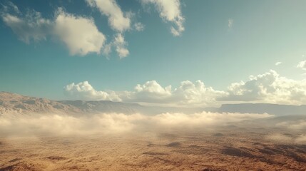 A mesmerizing time-lapse effect of clouds rolling over a vast desert landscape