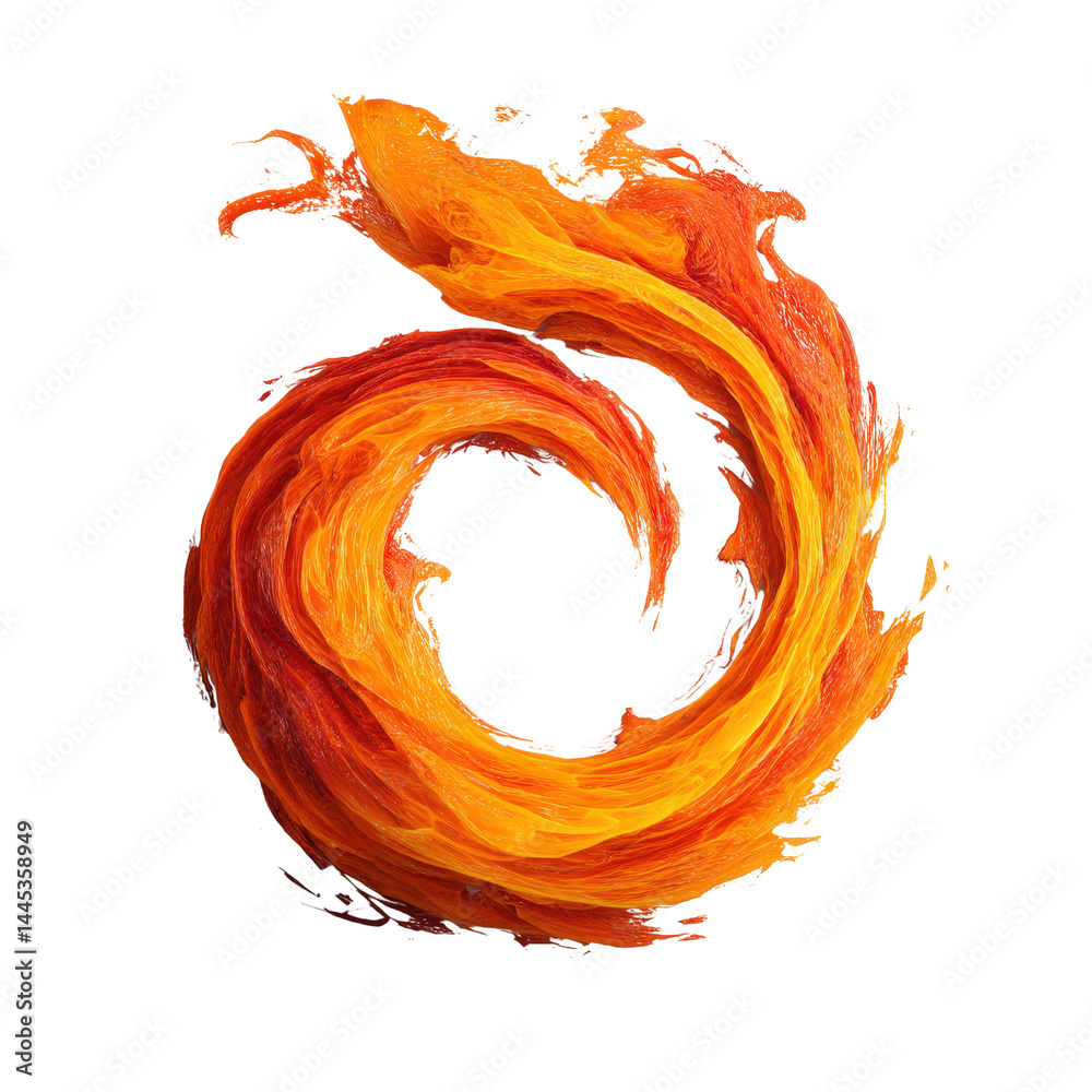 Poster dynamic flame swirl effect with spiraling fire elements