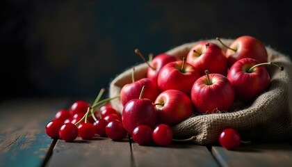 selective focus of red delicious and ripe cherries